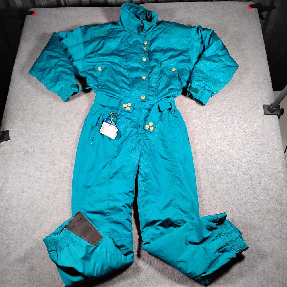 Couloir Jacquard Euro Design Vintage Teal One Piece Ski Suit Womens 12 LSJ-20